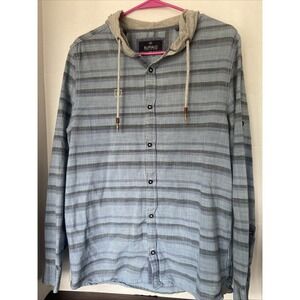 Buffalo David Britton M Mens Button Shirt Hooded Blue/Gray